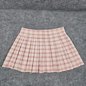 Short Skirt Plus Sized Womens Size 4XL Zipper Pleated Plaid Pink